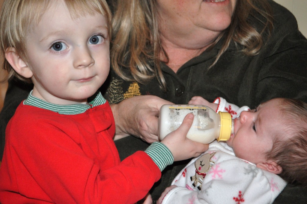 feeding a baby