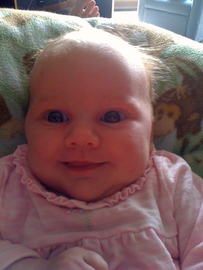 Milestone: Rebecca's smiling!
